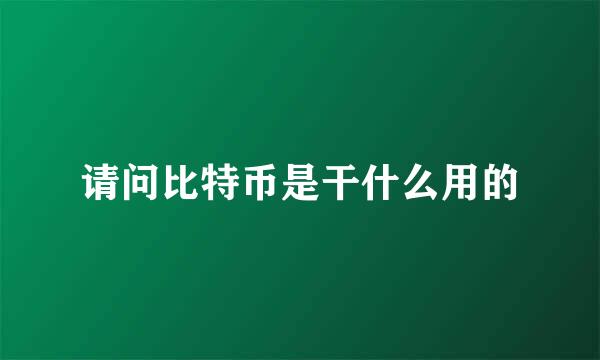 请问比特币是干什么用的