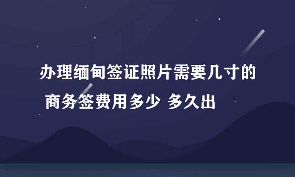 办理缅甸签证照片需要几寸的 商务签费用多少 多久出