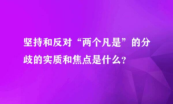 坚持和反对“两个凡是”的分歧的实质和焦点是什么？