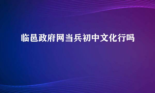 临邑政府网当兵初中文化行吗