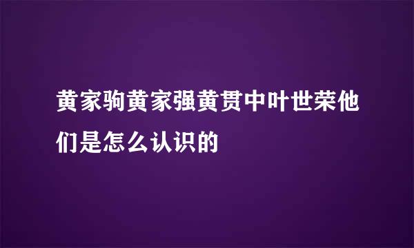 黄家驹黄家强黄贯中叶世荣他们是怎么认识的