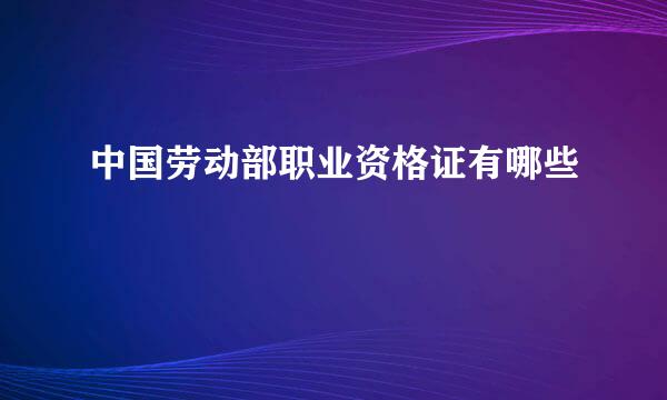 中国劳动部职业资格证有哪些