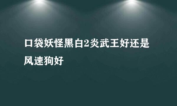 口袋妖怪黑白2炎武王好还是风速狗好