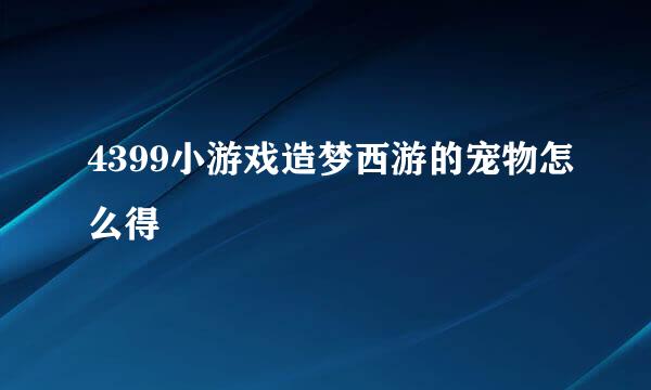 4399小游戏造梦西游的宠物怎么得