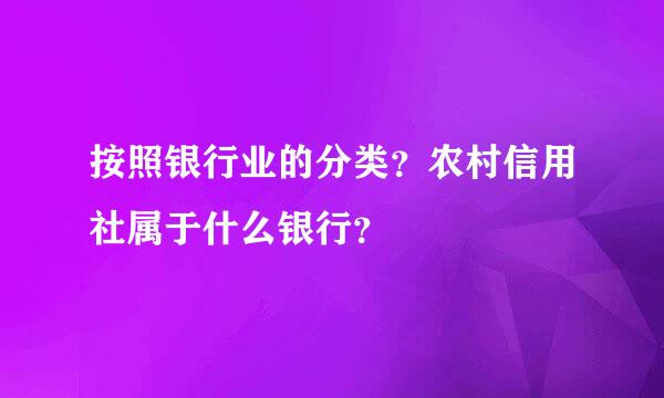 按照银行业的分类？农村信用社属于什么银行？