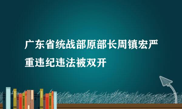 广东省统战部原部长周镇宏严重违纪违法被双开