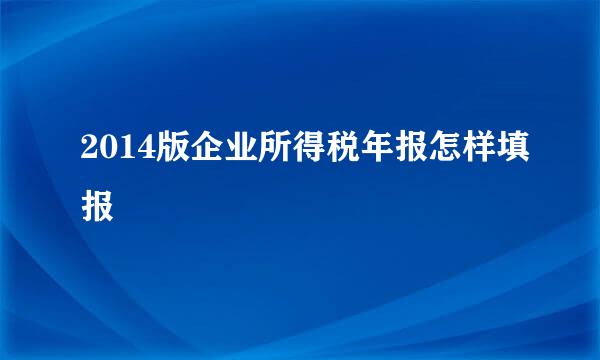 2014版企业所得税年报怎样填报