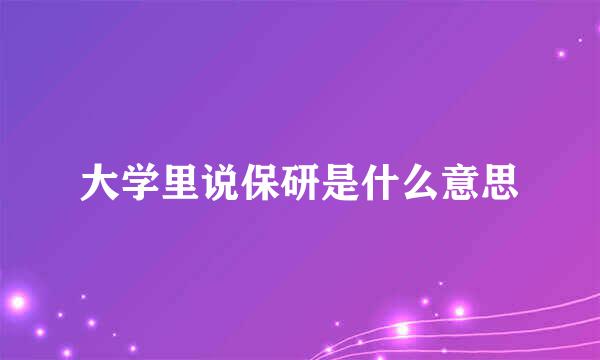 大学里说保研是什么意思