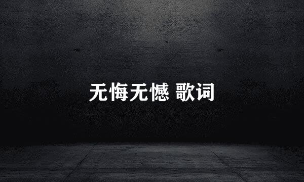 无悔无憾 歌词