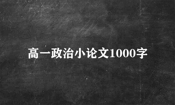 高一政治小论文1000字