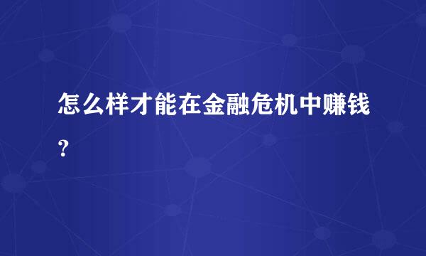 怎么样才能在金融危机中赚钱？