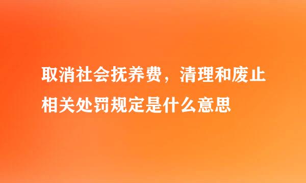 取消社会抚养费，清理和废止相关处罚规定是什么意思