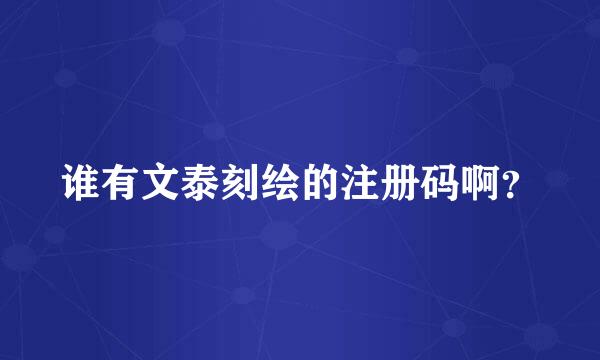 谁有文泰刻绘的注册码啊？