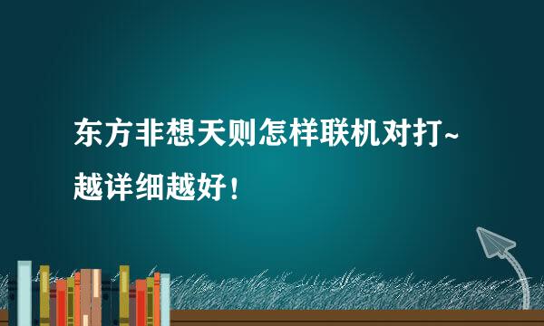 东方非想天则怎样联机对打~越详细越好！