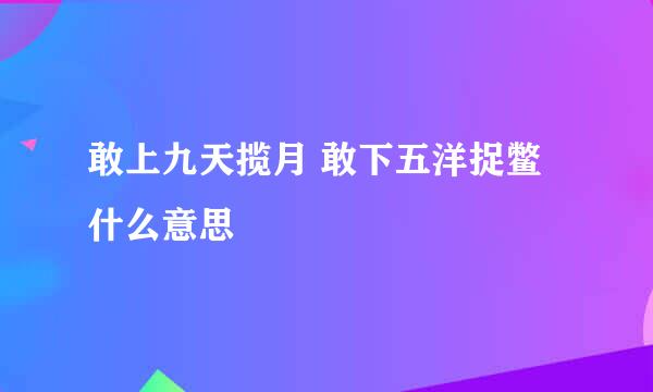 敢上九天揽月 敢下五洋捉鳖什么意思