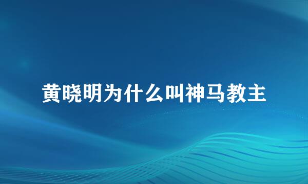 黄晓明为什么叫神马教主