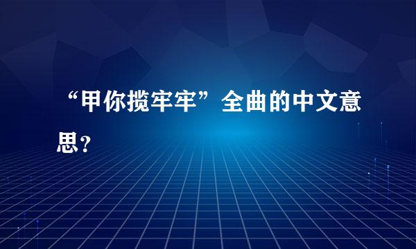 “甲你揽牢牢”全曲的中文意思？