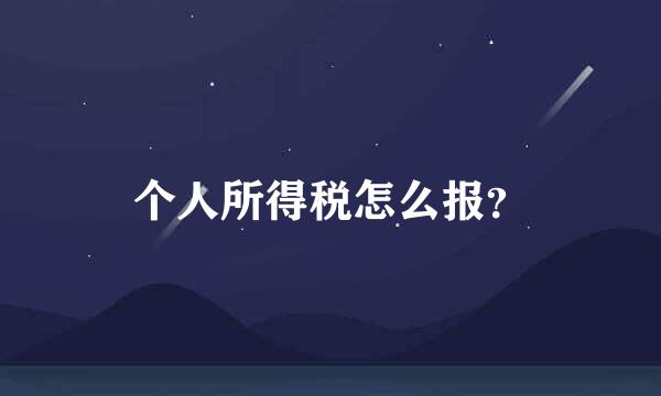 个人所得税怎么报？