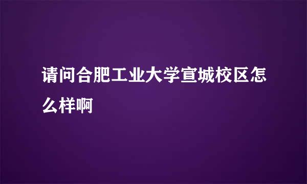 请问合肥工业大学宣城校区怎么样啊