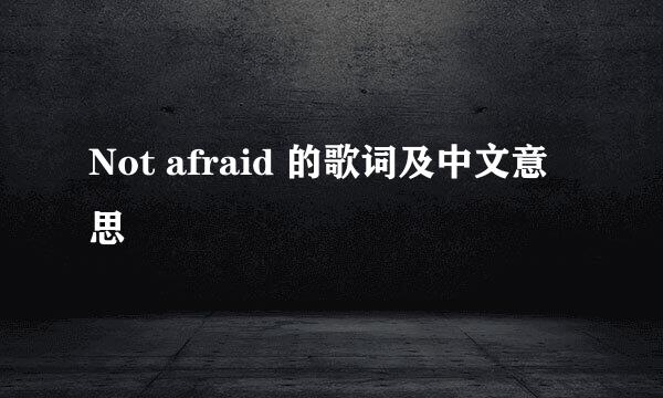 Not afraid 的歌词及中文意思