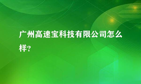 广州高速宝科技有限公司怎么样？