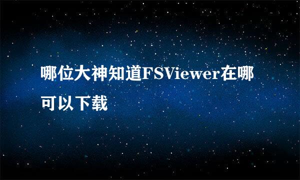 哪位大神知道FSViewer在哪可以下载