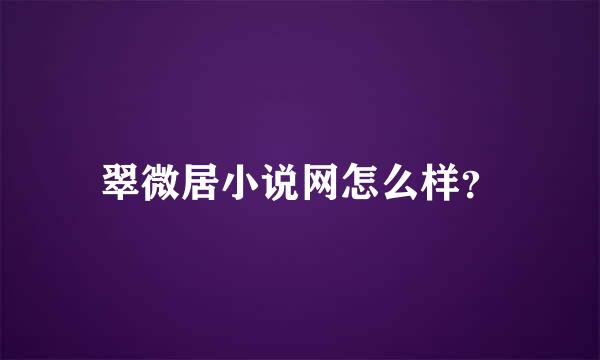 翠微居小说网怎么样？