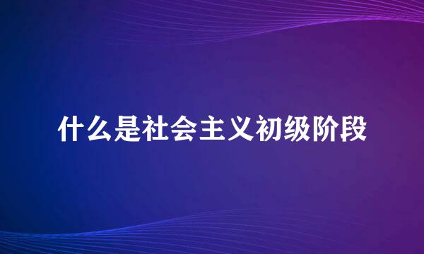 什么是社会主义初级阶段