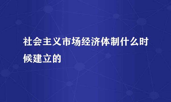 社会主义市场经济体制什么时候建立的