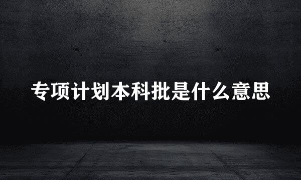 专项计划本科批是什么意思