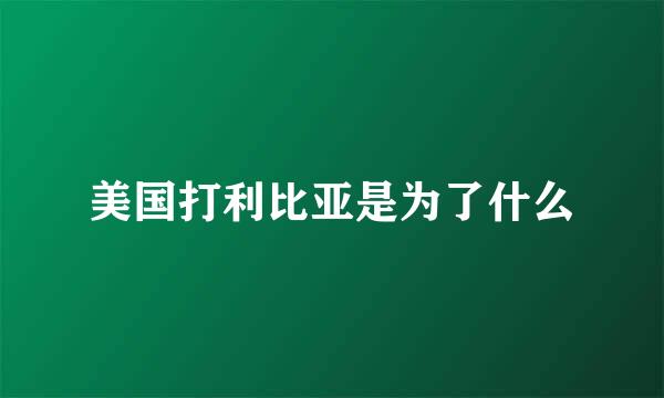 美国打利比亚是为了什么