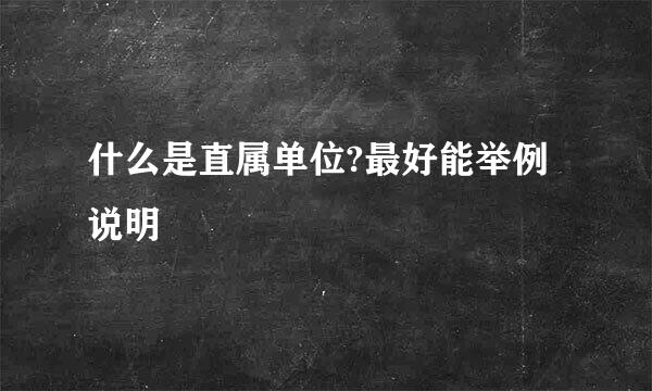 什么是直属单位?最好能举例说明