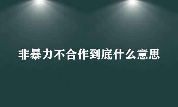 非暴力不合作到底什么意思