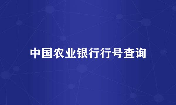 中国农业银行行号查询