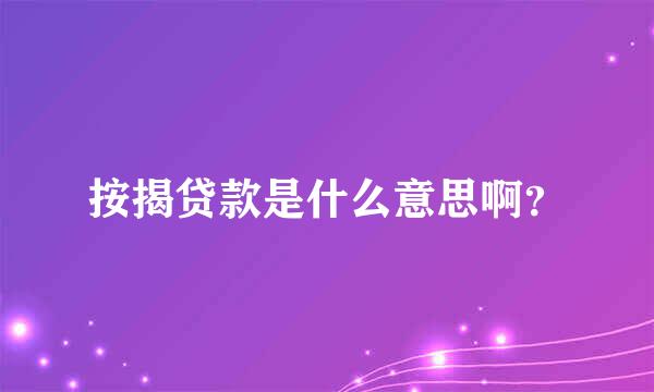 按揭贷款是什么意思啊？