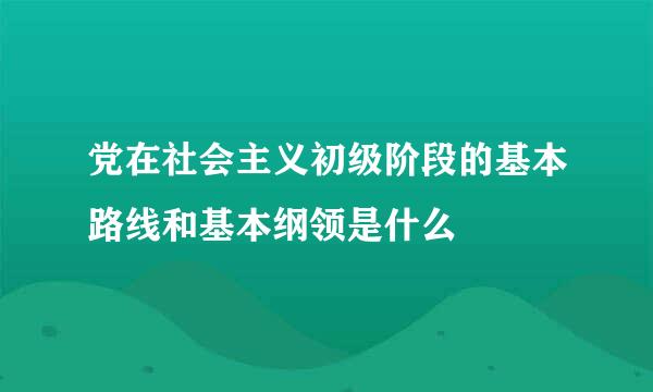 党在社会主义初级阶段的基本路线和基本纲领是什么