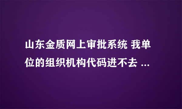 山东金质网上审批系统 我单位的组织机构代码进不去 为什么？