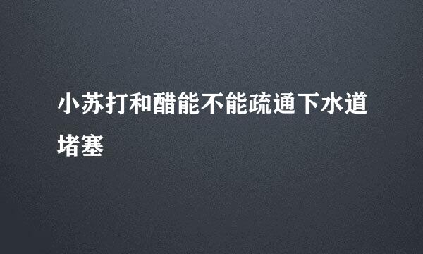 小苏打和醋能不能疏通下水道堵塞