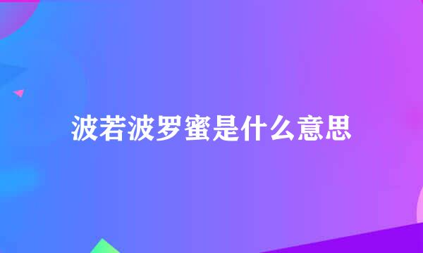 波若波罗蜜是什么意思