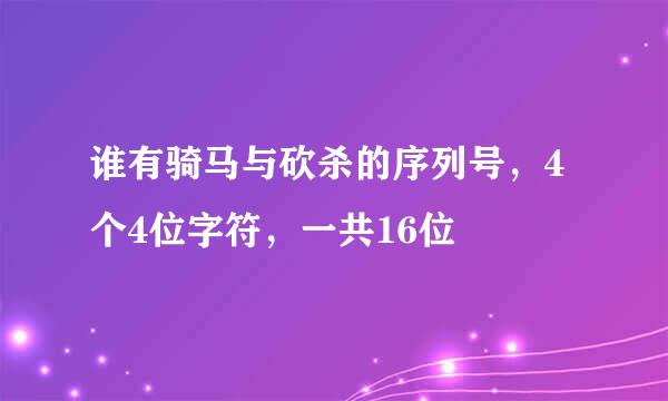 谁有骑马与砍杀的序列号，4个4位字符，一共16位