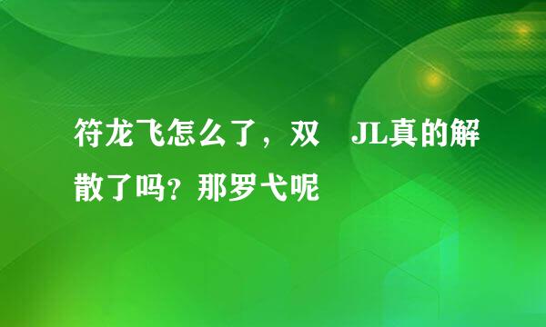 符龙飞怎么了，双孖JL真的解散了吗？那罗弋呢