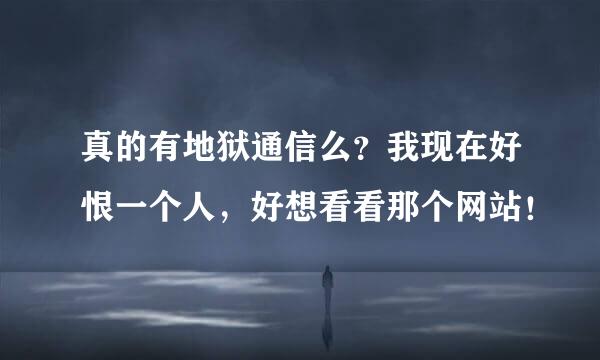 真的有地狱通信么？我现在好恨一个人，好想看看那个网站！