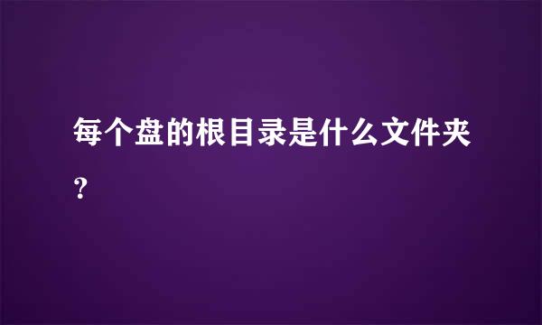 每个盘的根目录是什么文件夹？