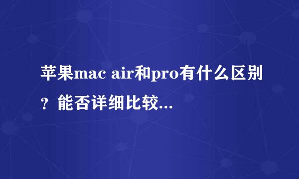 苹果mac air和pro有什么区别？能否详细比较下~小女子不是非常了解电脑，谢谢谢谢！