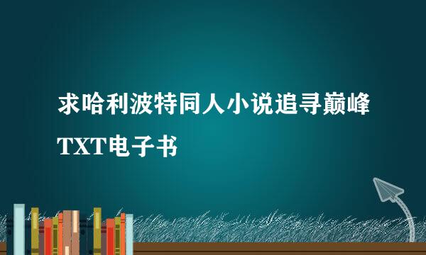 求哈利波特同人小说追寻巅峰TXT电子书