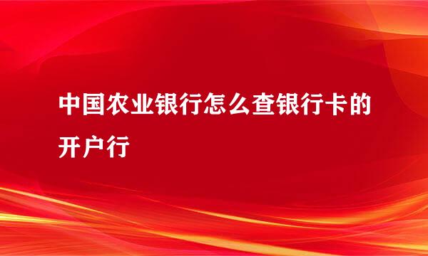 中国农业银行怎么查银行卡的开户行