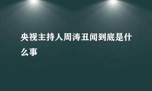 央视主持人周涛丑闻到底是什么事