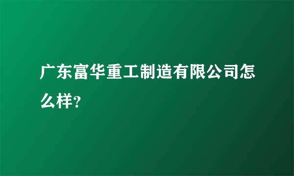 广东富华重工制造有限公司怎么样？