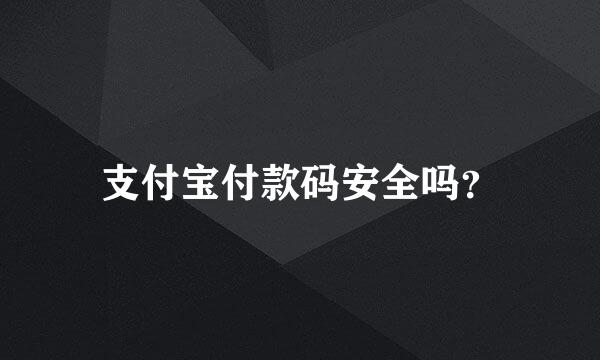 支付宝付款码安全吗？