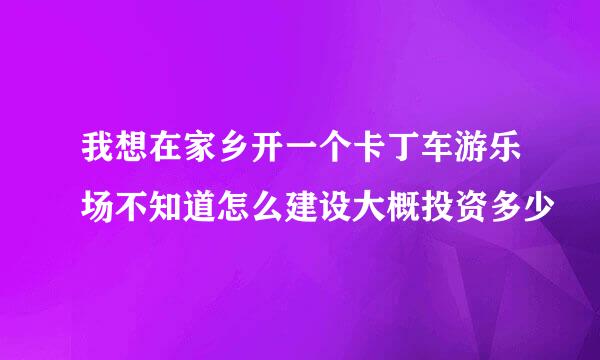 我想在家乡开一个卡丁车游乐场不知道怎么建设大概投资多少